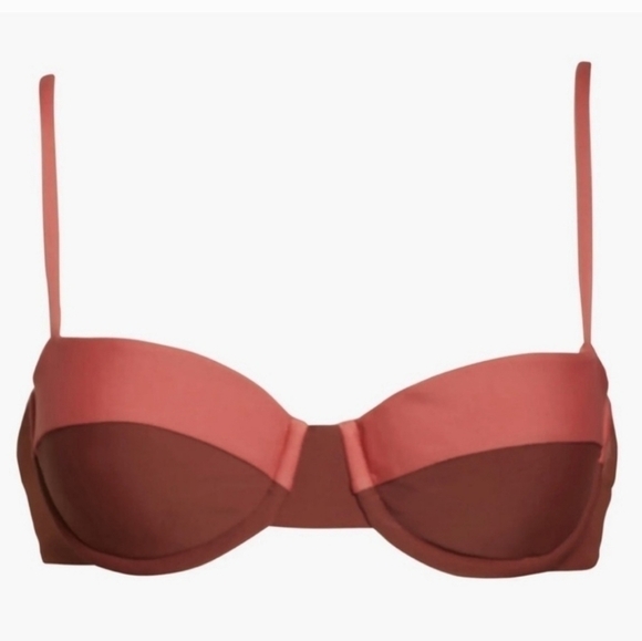 New Veronica Beard Dyer Underwire Colorblock Rose/Brown Bikini Top NWT Small - Picture 4 of 10